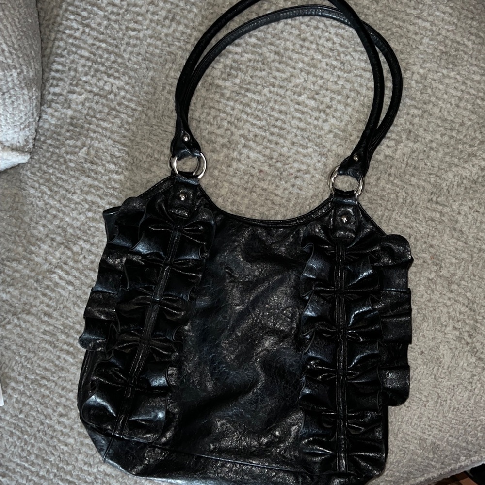 Ruffled purse handbag shoulder bag